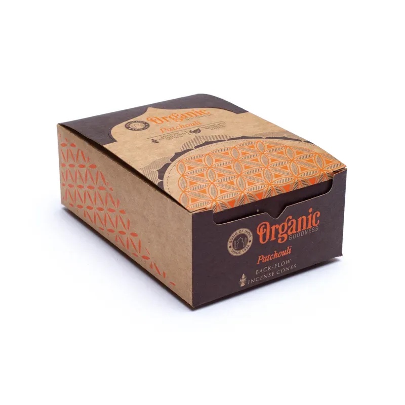 Rückfluss Räucherkegel - Organic Goodness - Patchouli - Display - 6 x 12 Stück Bild 3