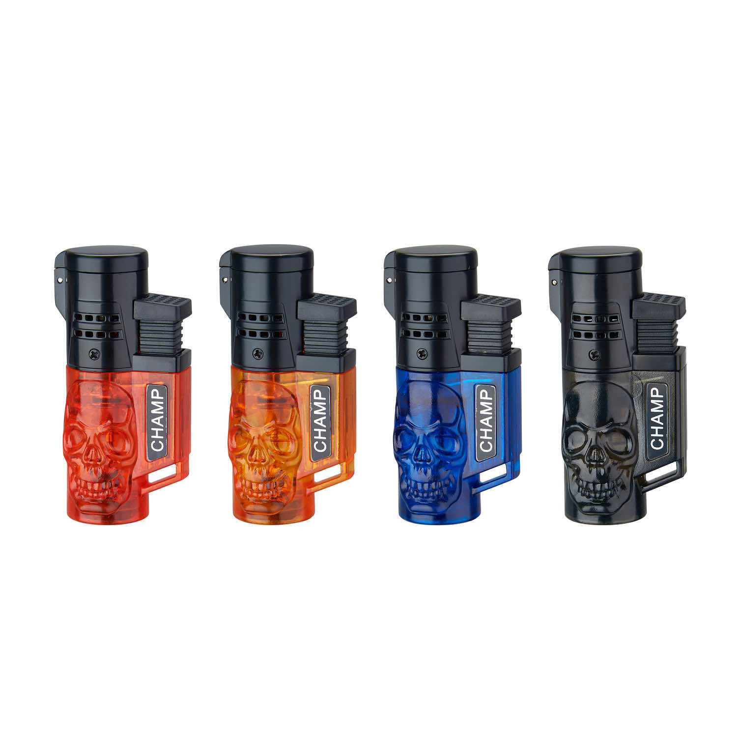 Champ - Skull Feuerzeug mit 2 blauen Flammen - Display - 12 Stück Bild 2