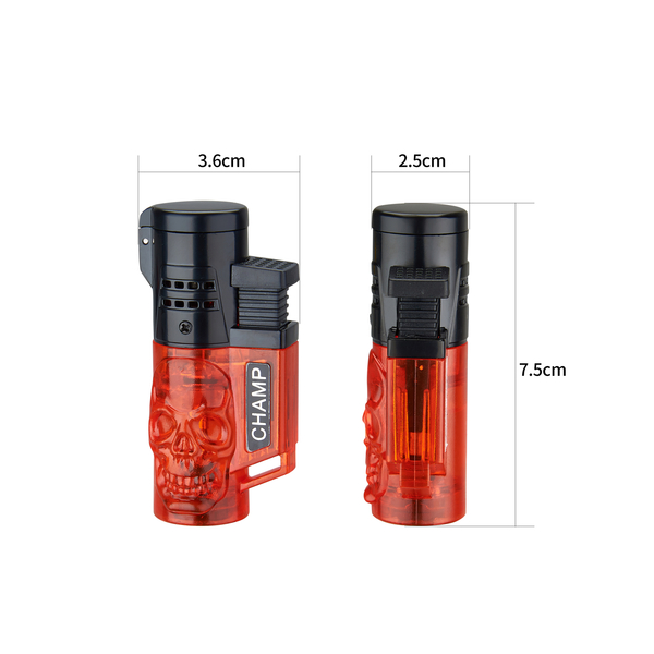 Champ - Skull Feuerzeug mit 2 blauen Flammen - Display - 12 Stück Bild 3