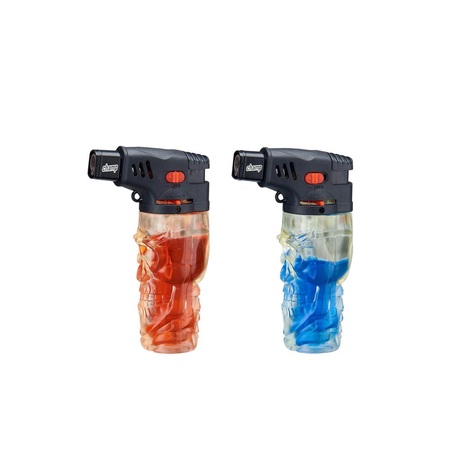 Champ - Skull Feuerzeug mit farbigem Gas Red/Blue - Display - 12 Stück Bild 2