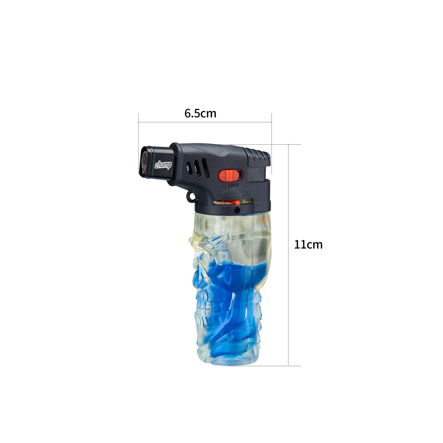 Champ - Skull Feuerzeug mit farbigem Gas Red/Blue - Display - 12 Stück Bild 3