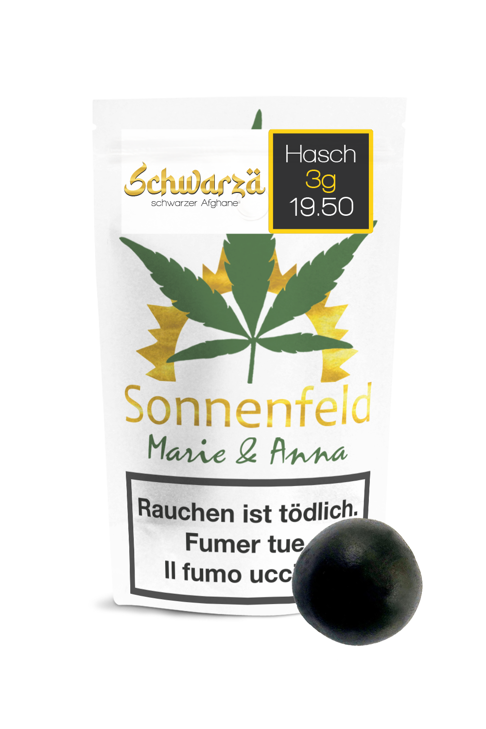 Sonnenfeld - CBD Hasch - Schwarzä - Schwarzer Afghane - 3g