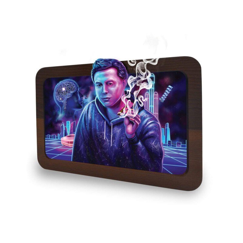 V Syndicate - 3D Wood Rolling Tray - 20 x 14cm - Space Xhale