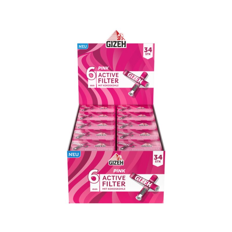 GIZEH - Active Filter 6mm - Pink - Box - 10 x 34 Stück