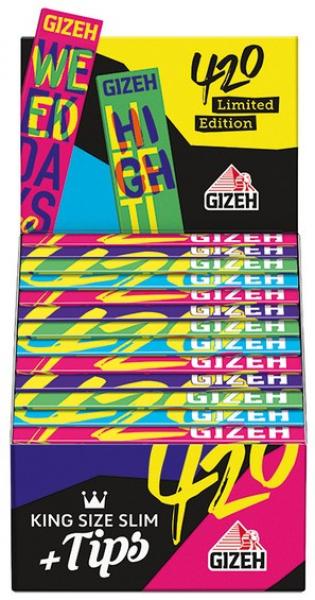 GIZEH - King Size Slim + Tips - Black 420 Edition - Box - 26 Stück