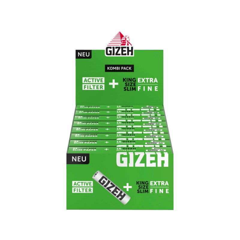 GIZEH - King Size Slim + Active Filter - Black - 16 Stück