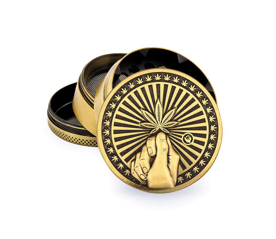 Metal Grinder - 50mm - 4 Layers - Gold - Hope - Dsiplay - 4 Stück