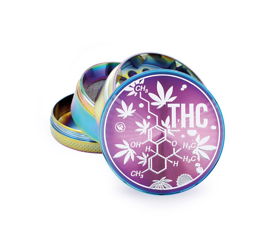 Metal Grinder - 50mm - 4 Layers - Icy - THC Molecule - Display - 4 Stück Bild 2