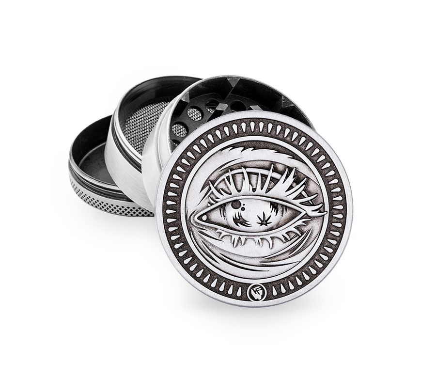 Metal Grinder - 50mm - 4 Layers - Silver - Faded - Display - 4 Stück