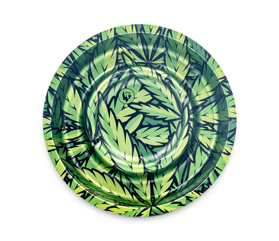 Metal Coffeeshop Ashtray - 160mm - Leaves Green Bild 2