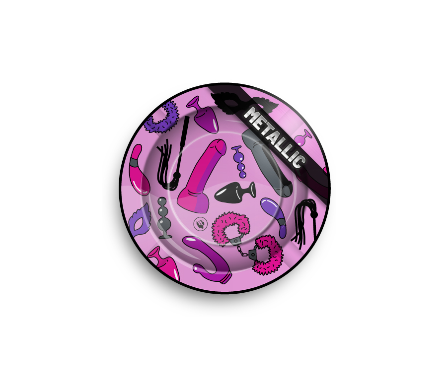 Metal Ashtray - 135mm - Sex Toy Pattern metallic - Display - 6 Stück