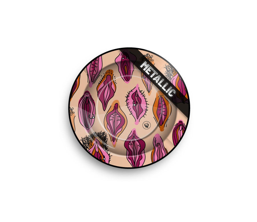 Metal Ashtray - 135mm - Pussy Pattern metallic - Display - 6 Stück